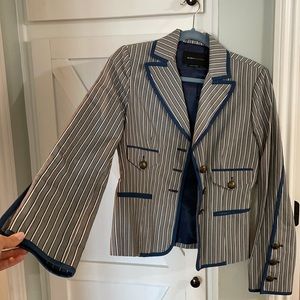 BCBG Maxazria Blue+  White Striped Jacket Blazer